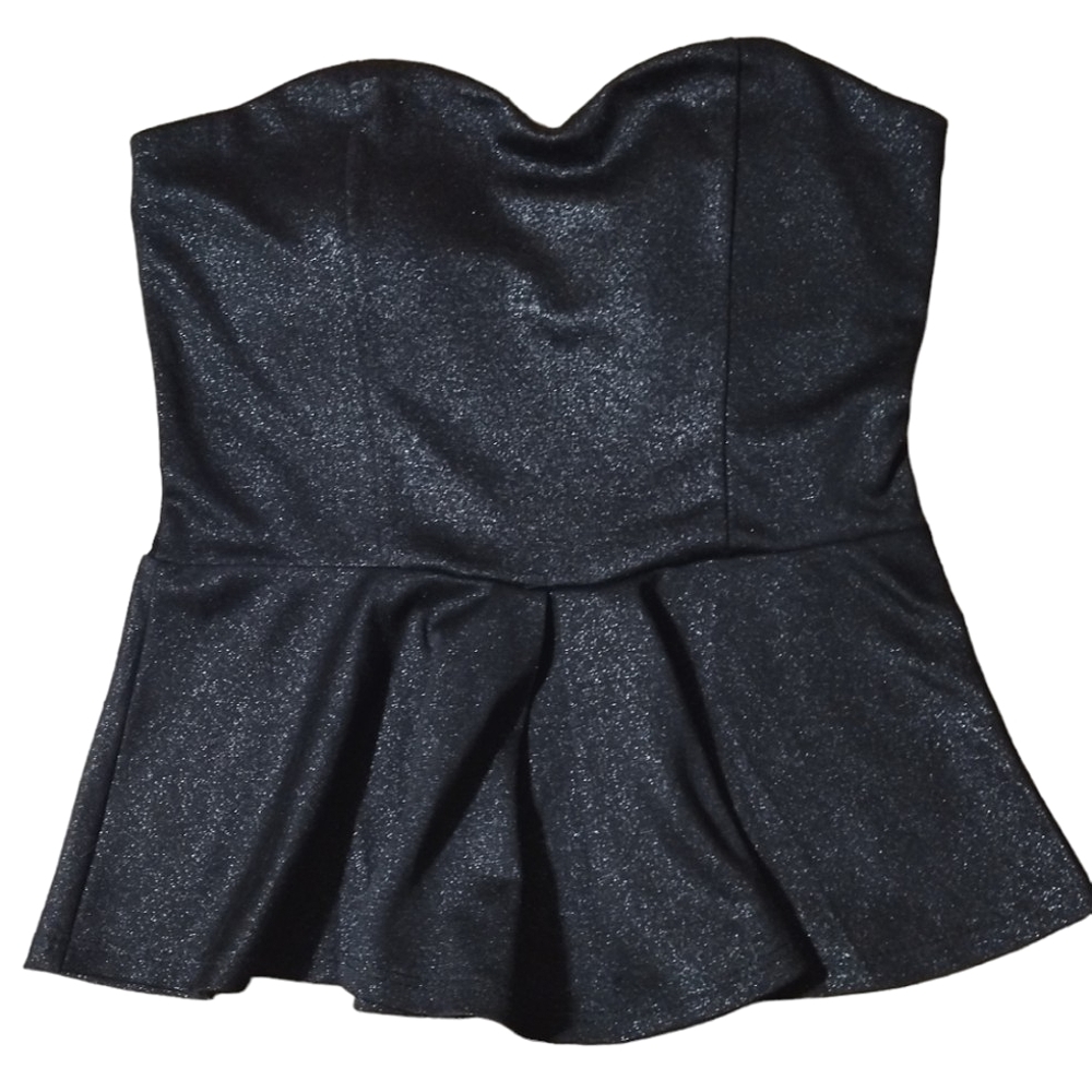 Charlotte Russe Black Glittery Tube Top, Size Small